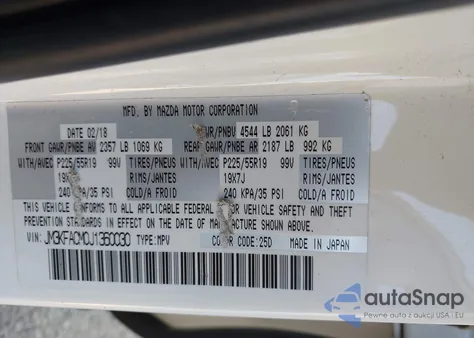 2018 Mazda Cx-5 Touring z USA, uszkodzony, nr VIN JM3KFACM0J1360030